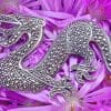 * SOLD * Sterling Silver Marcasite Large Dragon Brooch