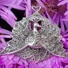 Sterling Silver Marcasite Large Peacock Bird Brooch