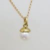 9ct Yellow Gold Dainty Pearl Pendant on Gold Chain