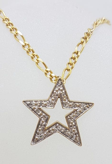 9ct Yellow Gold Diamond Star Pendant on Gold Chain