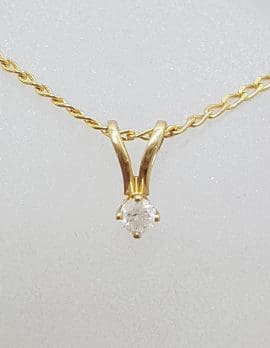 9ct Yellow Gold Dainty Diamond Solitaire Pendant on Gold Chain