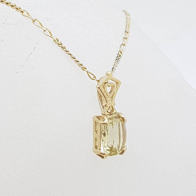 9ct Yellow Gold Rectangular Lemon Citrine Pendant on Gold Chain