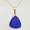 9ct Yellow Gold Triangular Blue Opal on Gold Chain