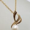 9ct Yellow Gold Pearl Ornate Twist Design Pendant on Gold Chain