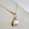 9ct Yellow Gold Pearl Twist Pendant on Gold Chain