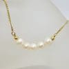 9ct Yellow Gold 5 Pearl Collier / Necklace / Chain