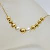 9ct Yellow Gold Pearl and Gold Ball Collier / Necklace / Chain