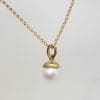 9ct Yellow Gold Dainty Pearl Pendant on Gold Chain