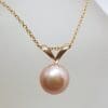 9ct Yellow Gold Pink Pearl Pendant on Gold Chain