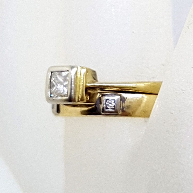 20201027_210113s 18ct Yellow Gold Princess Cut Diamond Engagement with Matching Wedding Ring Set