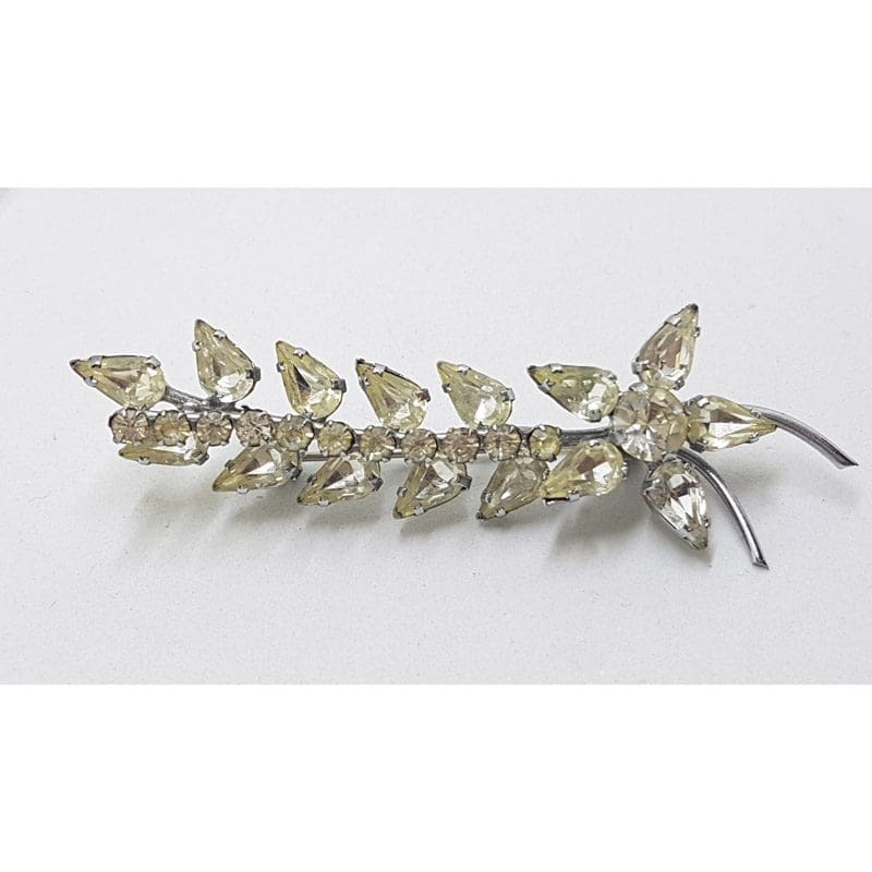 Vintage Costume Jewellery - Plated Rhinestone Brooch
