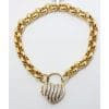 9ct Yellow Gold Belcher Link Bracelet with Diamond Heart Padlock Clasp
