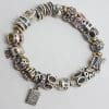 Sterling Silver with Gold Pandora Charm Bracelet with Charms