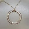 9ct Yellow Gold Cubic Zirconia Round Circle Pendant on Gold Chain