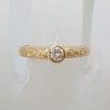9ct Rose Gold Bezel Set Diamond Solitaire Ornate Motif Engagement Ring