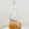 Sterling Silver Very Large Natural Free Form Citrine Crystal Pendant on Silver Chain