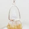 Sterling Silver Very Large Natural Free Form Citrine Crystal Pendant on Silver Chain