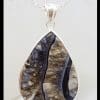 Sterling Silver Large Teardrop / Pear Shape Black Banded Onyx / Agate Pendant on Silver Chain