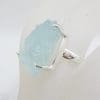Sterling Silver Large Natural Free Form Shaped Aquamarine Ring
