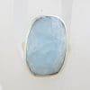 Sterling Silver Large Unusual Shaped Aquamarine Ring