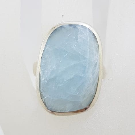 Sterling Silver Large Unusual Shaped Aquamarine Ring