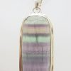 Sterling Silver Large Oval Fluorite Pendant on Silver Chain