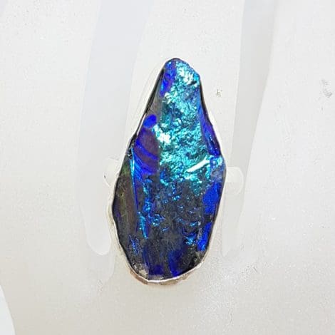 Sterling Silver Large Blue Titanium Kyanite Ring