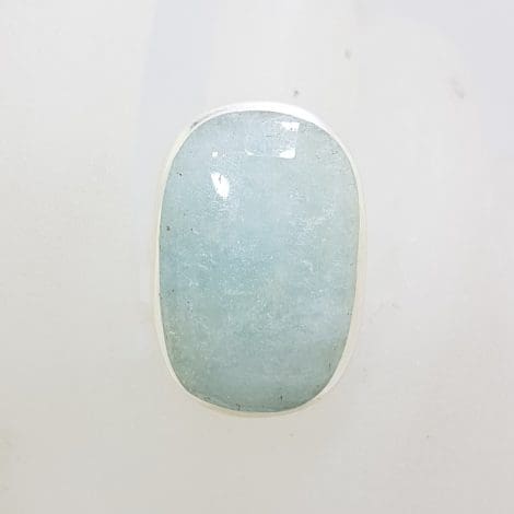 Sterling Silver Large Oval Aquamarine Ring