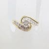 9ct Yellow Gold Diamond Twist Cluster Engagement and Wedding Ring Set