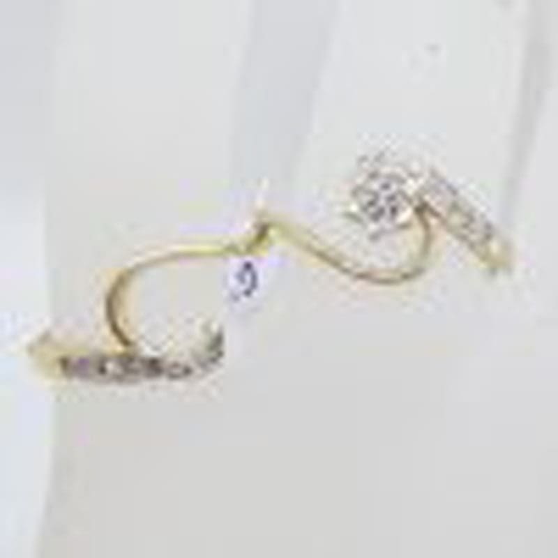 9ct Yellow Gold Diamond Twist Cluster Engagement and Wedding Ring Set