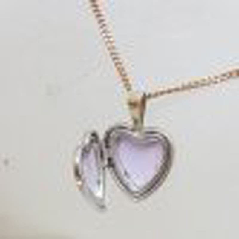 9ct Yellow Gold and Sterling Silver Heart Shaped Diamond Locket Pendant on Gold Chain