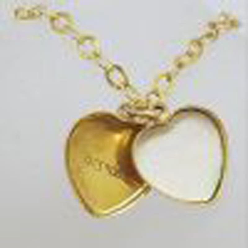 9ct Yellow Gold Heart Shaped Locket Pendant on Gold Chain - Vintage
