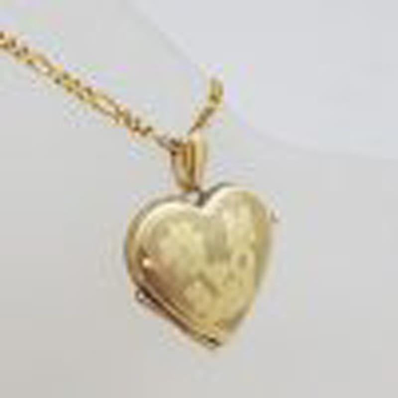 9ct Yellow Gold Heart Shaped "MOM" Locket Pendant on Gold Chain