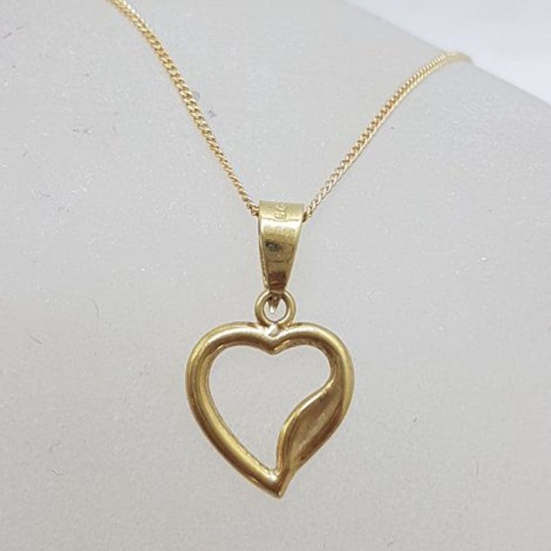 9ct Yellow Gold Heart Pendant on Gold Chain