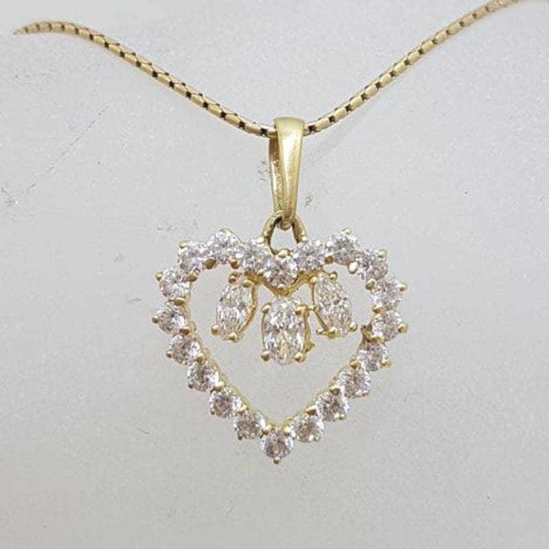 9ct Yellow Gold Cubic Zirconia Heart Pendant on Gold Chain