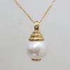 9ct Yellow Gold White Ball Pendant on Gold Chain