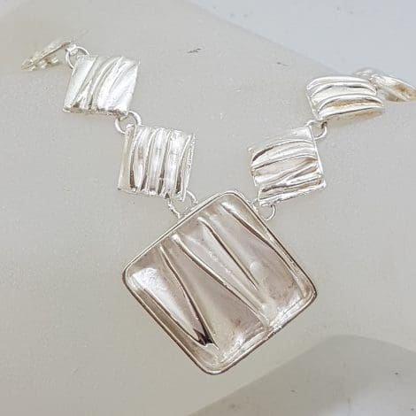 Sterling Silver Crinkle Cut Design Collier Necklace / Chain