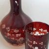 Vintage Ruby Glass Etched Water Decanted and Glass Set