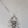 Sterling Silver Large Jointed Scorpio Pendant on Sterling Silver Choker Chain