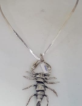 Sterling Silver Large Jointed Scorpio Pendant on Sterling Silver Choker Chain