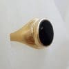 9ct Yellow Gold Oval Onyx Gents Ring - Antique / Vintage