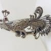 Sterling Silver Very Large Marcasite Peacock Bird Hinged Bangle
