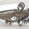 Sterling Silver Very Large Marcasite Peacock Bird Hinged Bangle