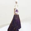 Sterling Silver Black Titanium Kyanite Pendant on Silver Chain – Purple with Amethyst