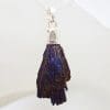 Sterling Silver Black Titanium Kyanite Pendant on Silver Chain - Purple with Moonstone