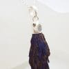 Sterling Silver Black Titanium Kyanite Pendant on Silver Chain - Purple with Moonstone
