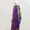 Sterling Silver Black Titanium Kyanite Pendant on Silver Chain - Purple with Yellow