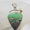 Sterling Silver Large Variscite with Peridot Pendant on Silver Chain