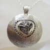 Sterling Silver Large Round Set Meteorite with Smokey Quartz Pendant on Silver Chain