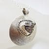Sterling Silver Large Round Set Meteorite with Smokey Quartz Pendant on Silver Chain